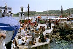 Ankunft der F�hre im Hafen von Susak